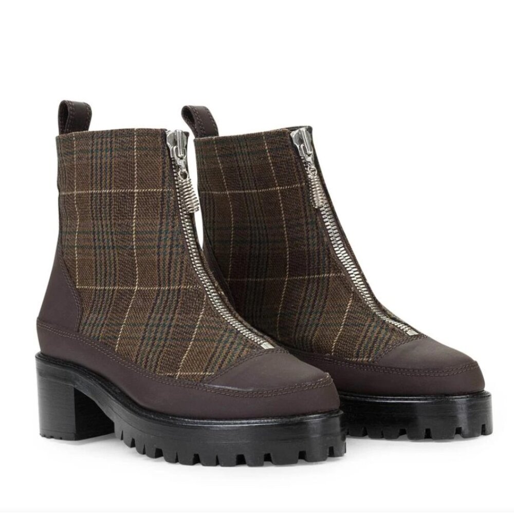 Nicole Saldana Chris Boots in Brown Plaid Size 37 (US 7)